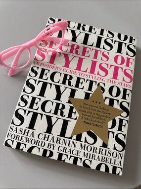 Secrets of Stylists Book - White & Black Cover with Pink Accents plus sunglasses